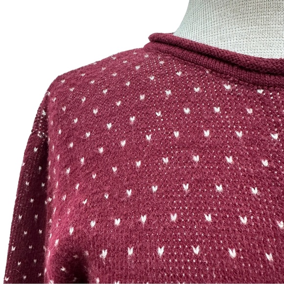 TALLY HO Vintage Burgundy & Olive Fair Isle Button Front Cardigan - Picture 2 of 9